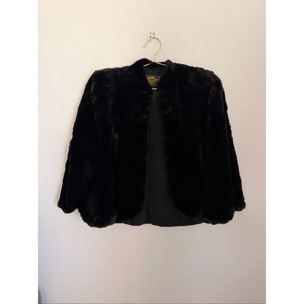 Tatkin Fur Co Vintage Brushed Mink Cape Jacket Slit Arm Cropped Hollywood Glam